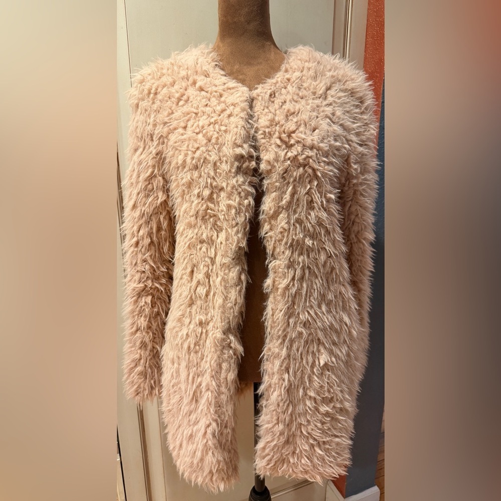 Pink Penny Lane Faux Fur Sweater Hook & Eye Closure Indie French Coquette 70s